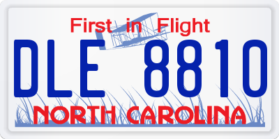 NC license plate DLE8810