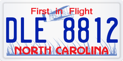 NC license plate DLE8812
