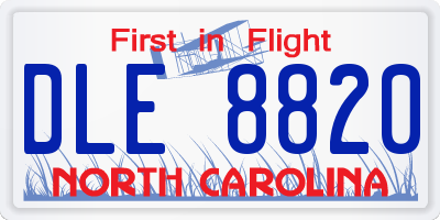 NC license plate DLE8820