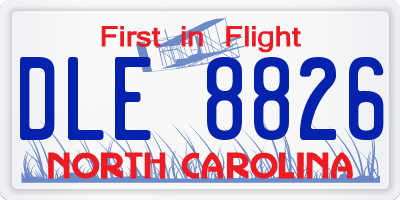 NC license plate DLE8826