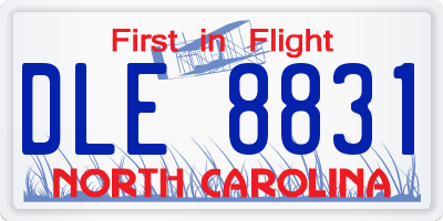 NC license plate DLE8831