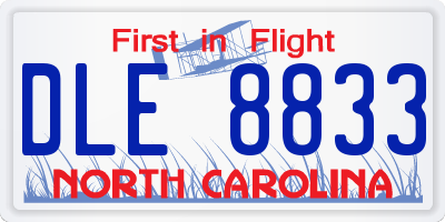 NC license plate DLE8833