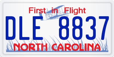 NC license plate DLE8837