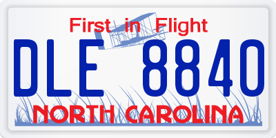 NC license plate DLE8840