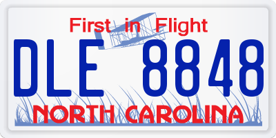 NC license plate DLE8848