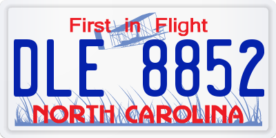 NC license plate DLE8852