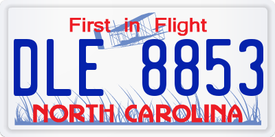 NC license plate DLE8853