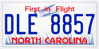 NC license plate DLE8857
