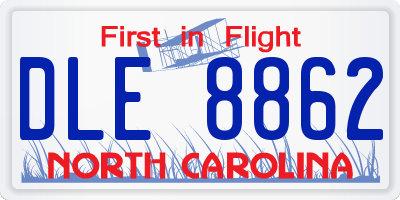 NC license plate DLE8862