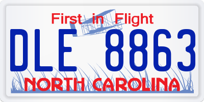 NC license plate DLE8863