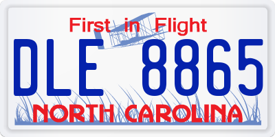 NC license plate DLE8865