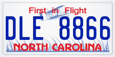 NC license plate DLE8866