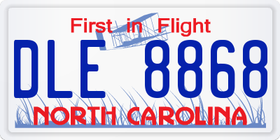 NC license plate DLE8868