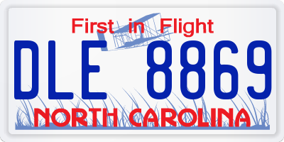 NC license plate DLE8869