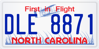 NC license plate DLE8871