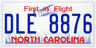 NC license plate DLE8876