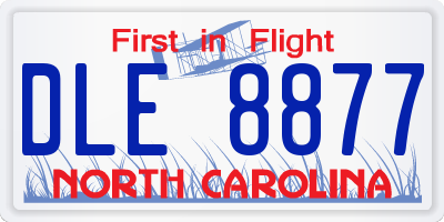 NC license plate DLE8877