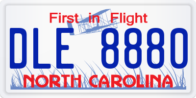 NC license plate DLE8880
