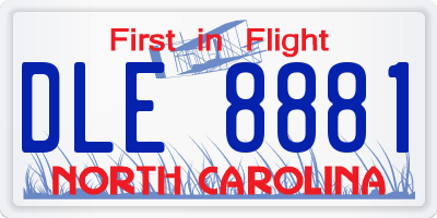 NC license plate DLE8881