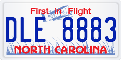 NC license plate DLE8883