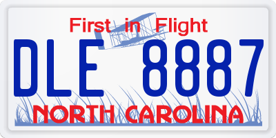 NC license plate DLE8887
