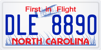 NC license plate DLE8890
