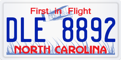 NC license plate DLE8892