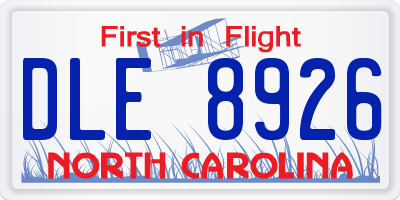 NC license plate DLE8926