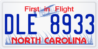 NC license plate DLE8933
