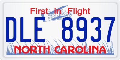 NC license plate DLE8937