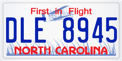 NC license plate DLE8945