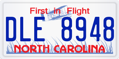 NC license plate DLE8948