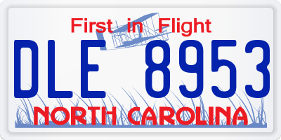 NC license plate DLE8953