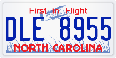 NC license plate DLE8955