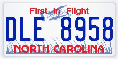 NC license plate DLE8958
