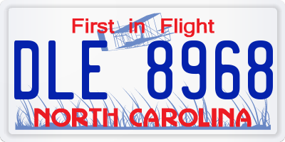 NC license plate DLE8968