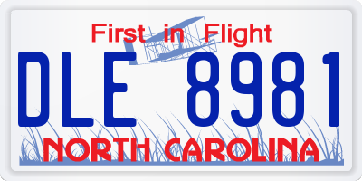 NC license plate DLE8981