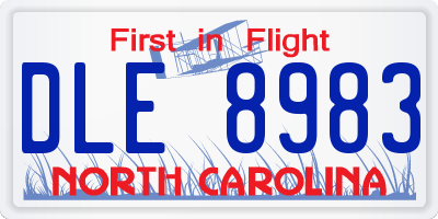 NC license plate DLE8983