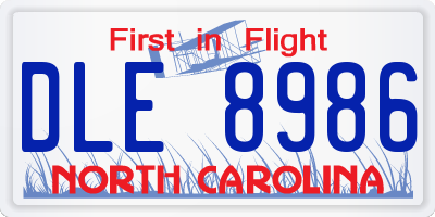 NC license plate DLE8986