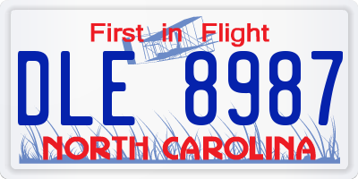 NC license plate DLE8987