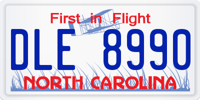 NC license plate DLE8990