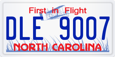 NC license plate DLE9007