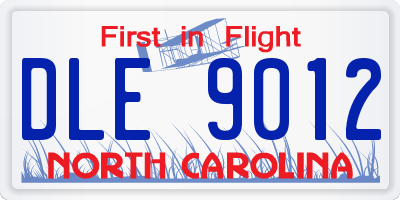NC license plate DLE9012