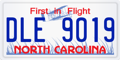 NC license plate DLE9019
