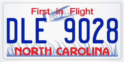 NC license plate DLE9028
