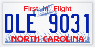 NC license plate DLE9031