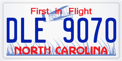 NC license plate DLE9070