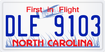 NC license plate DLE9103