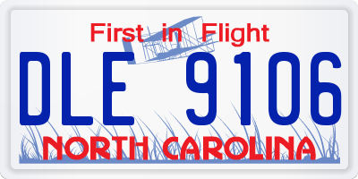 NC license plate DLE9106