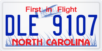 NC license plate DLE9107